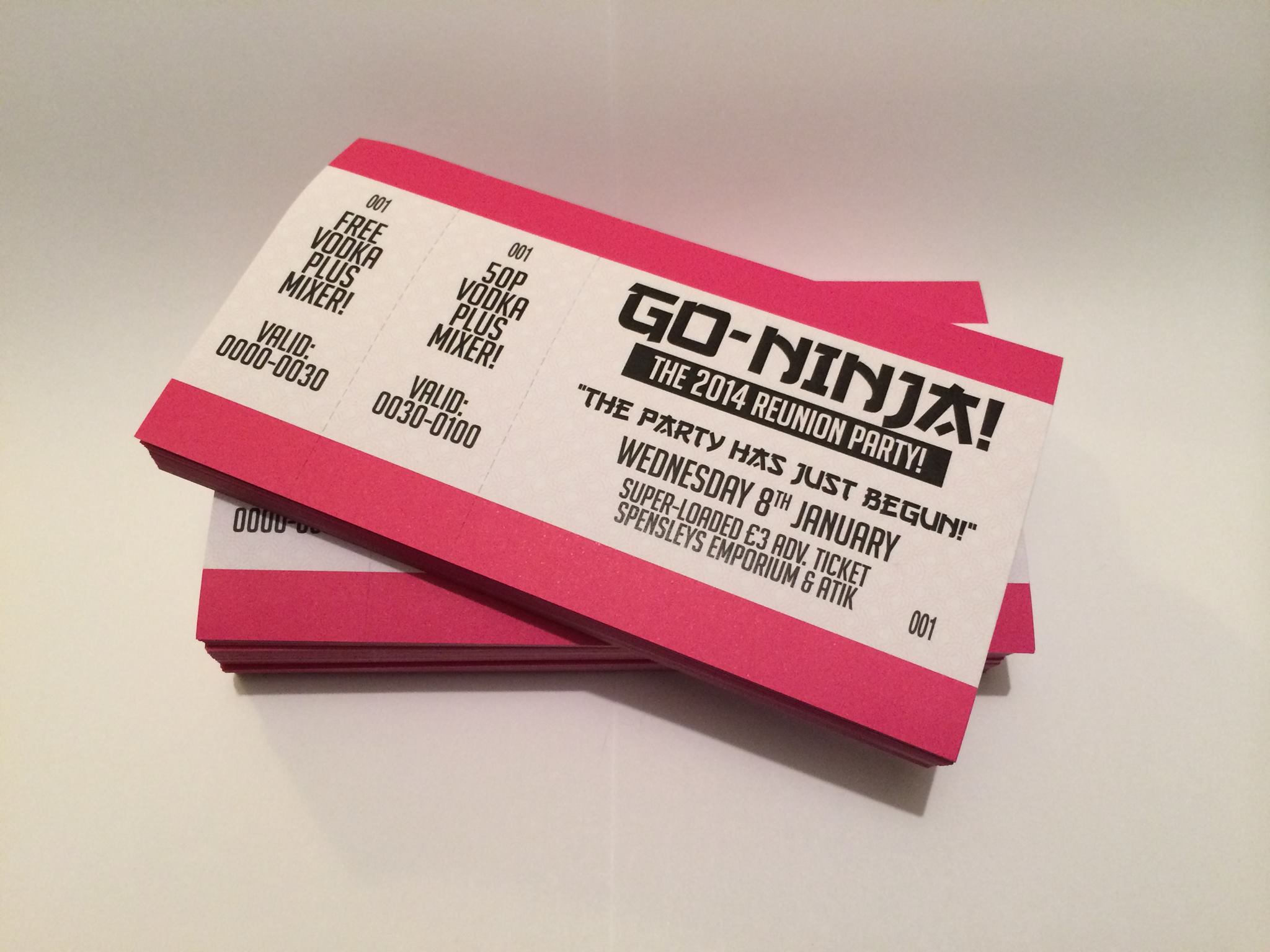 printed pink tickets