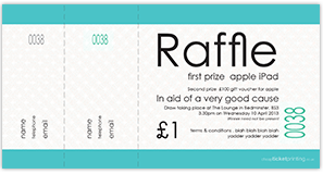 printed turquoise raffle tickets